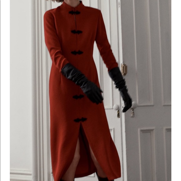 ZARA RED TOGGLE DRESS - Picture 4 of 12